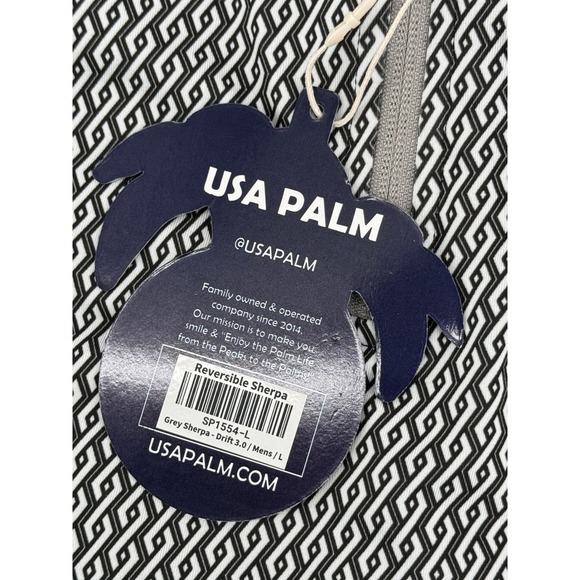 USA Palm Quarter Zip Sherpa Jacket Large Pullover Geometric Print Reversible - Picture 7 of 13